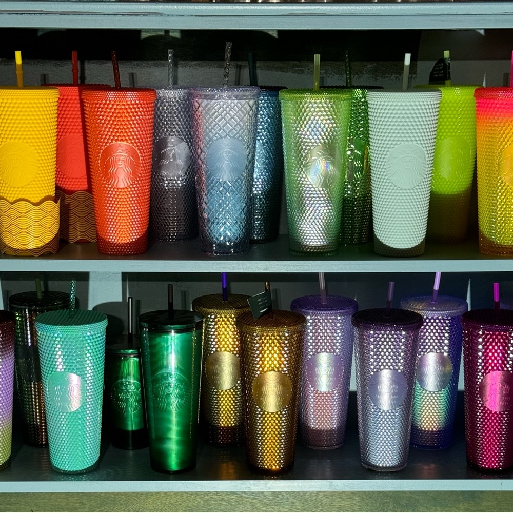 Starbuck studded tumblers.  Both US and International releases!